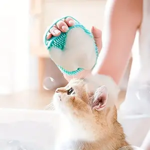 2-in-1 Pet Bath Massage Brush with Shampoo Dispenser – Soft Silicone Grooming Tool for Dogs & Cats