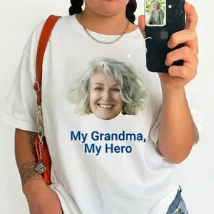 Custom Big Face Photo T-Shirt - Personalized Text & Image Tee - Soft Plus Size S-6XL Streetwear - Silky-soft Jersey Blend - Perfect for Family Gifts & Occasions - Womenswear, Top