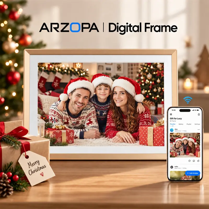 ARZOPA Digital Frame | 10.1''/14''/15.6'', 32GB, Free Unlimited Cloud Storage, Touchscreen, Photos/Live/ Video Supported, Digital Picture Frame, Auto Rotate, Gift Idea, Christmas Gift, Birthday Gift, Gift for Grandparents