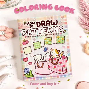 Cute pocket kitten pattern coloring book, relaxing and stress-relieving, bold and simple illustration art supplies, suitable for autumn decoration and Christmas and Halloween gifts, art and craft painting skills learning coloring book