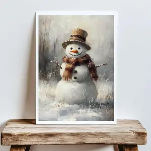 Vintage Snowman Printable Wall Art, Rustic Winter Decor, Christmas Art Print, Winter, Christmas Home Decor Poster