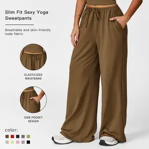 MFVIM Women's High-Waist Yoga Leggings, Nylon Spandex Athleisure Pants, Wide Waistband, Loose Fit, Comfortable Breathable, Casual Comfy Pocket, Suitable for Running Summer Sports Casual Bottoms