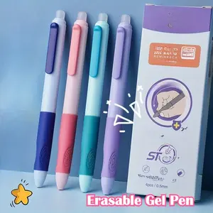 4Pcs/Set Portable Correct Pen Grip Posture Ballpoint Pen 0.5mm Quick Drying Erasable Pen ST Tip Sign Pen Christmas Gift