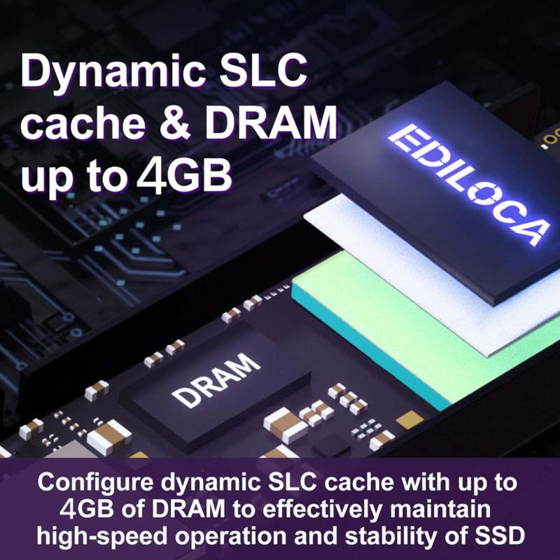 Ediloca EN760 SSD with Heatsink 1TB PCIe Gen4, NVMe M.2 2280, 3D NAND TLC, Up to 5000MB/s, Internal Solid State Drive, Dynamic SLC Cache, Compatible with PS5 and PC