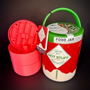 Hydrapeak w/ Inserts - Stainless Steel Insulated Food Jar 32oz - Hot Stuff Design - Perfect for Sweet and Spicy Storage ;)