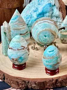 1pc Rare Hemimorphite Water Drop Ornaments/Pillar Combination, Mineral Ornaments, Natural Crystal Sphere, Unique Crystals, with Natural Cracks and Crystal Cavities, Bohemian Style, Suitable for Home Decoration for Christmas, Valentine's Day