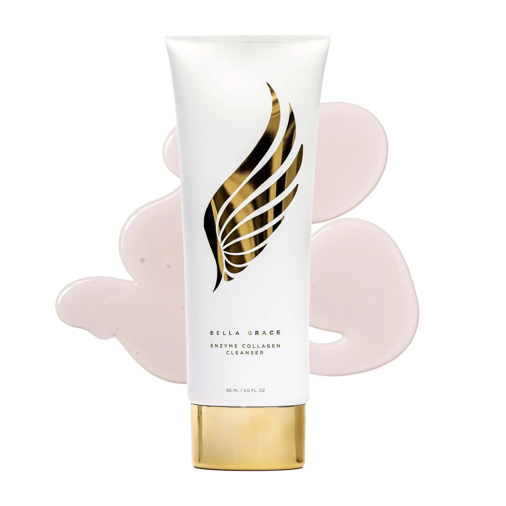 Bella Grace Enzyme Collagen Face Wash Cleanser, Gentle Daily Exfoliating & Hydrating Skin Care Face Cleanser with Squalane, Papain, Helps Even Skin Tone, Gently Removes Impurities & Dead Skin, 3 fl oz
