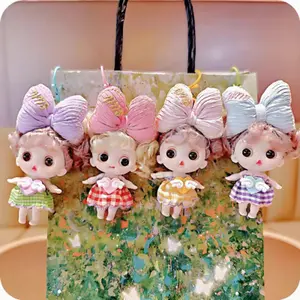 Mini Kawaii Doll Keychain with Bow & Dress Adorable Design Ideal Gift for Lovers Friends Kids Stylish Bag Charm Fashion Accessory