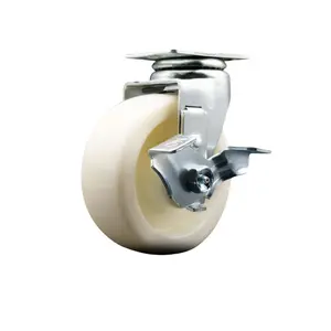 Service Caster SCC-20S520-NYB-TLB Swivel Top Plate Caster White 5 in. by 2 in. Nylon Wheel Ball Bearing