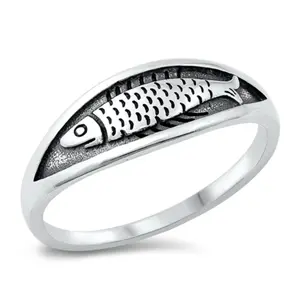 Fish Ring - Oxidized 925 Sterling Silver