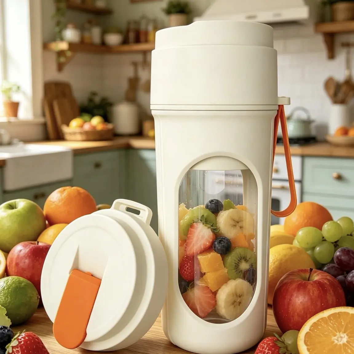 450ML Cordless Portable Blender Cup USB-C Rechargeable, Leakproof Mini Juicer Blender for Fresh Juice, Shakes, Baby Food, Gym, School, Outdoor Travel