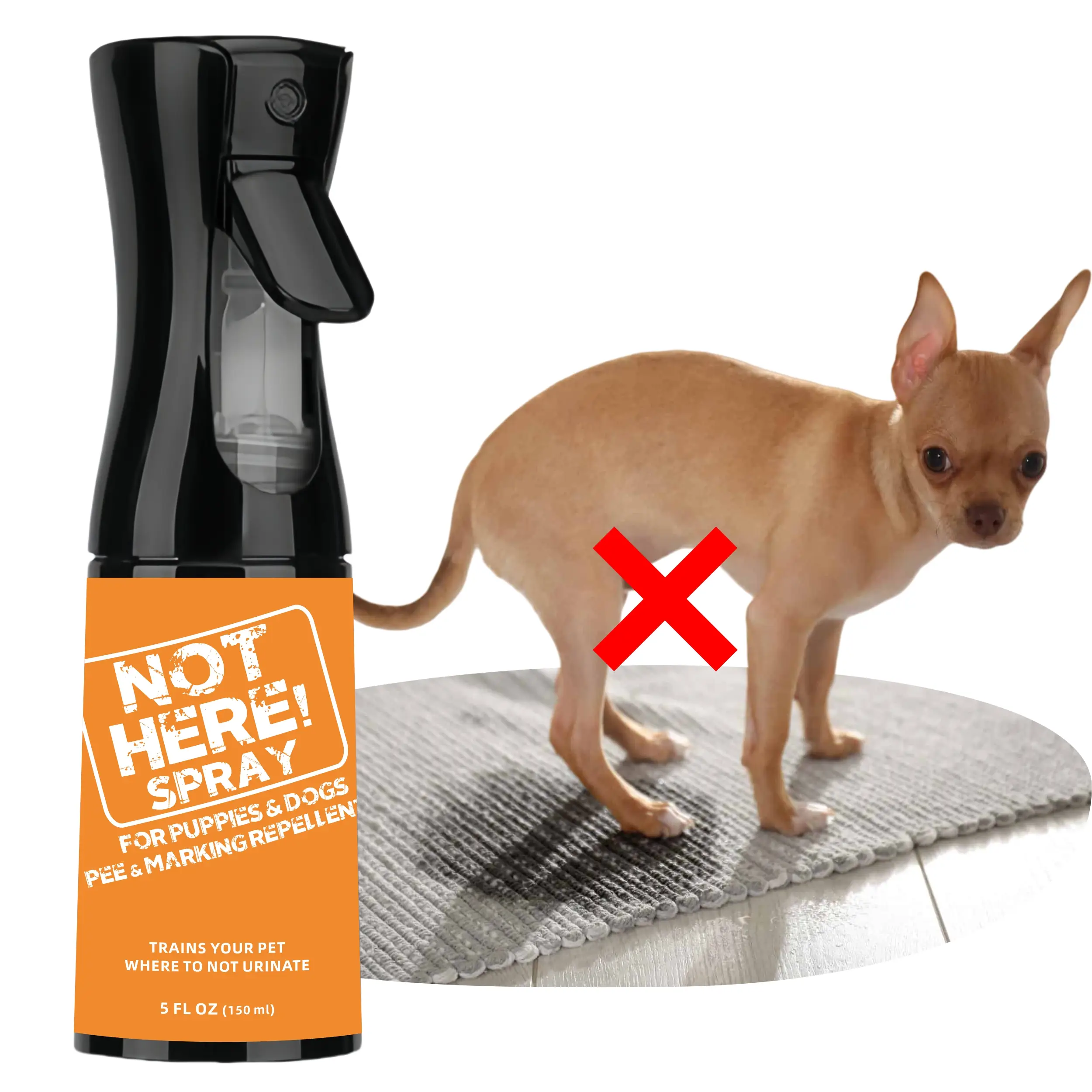 NOT HERE SPRAY - Anti Cat & Dog Urine Spray - 5 Fl Oz -No More Marking Spray for Dogs & Cats-Non-Staining Potty Training spray forDogs & Cats - Effect