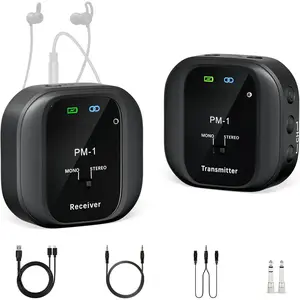 PM-1  in-Ear  System - UHF 500MHz, No Delay,  Audio, Beltpack Transmitter & Receiver, 10 Channels, Mono/Stereo Selection, IEM for Live Performance, Studio, Bands