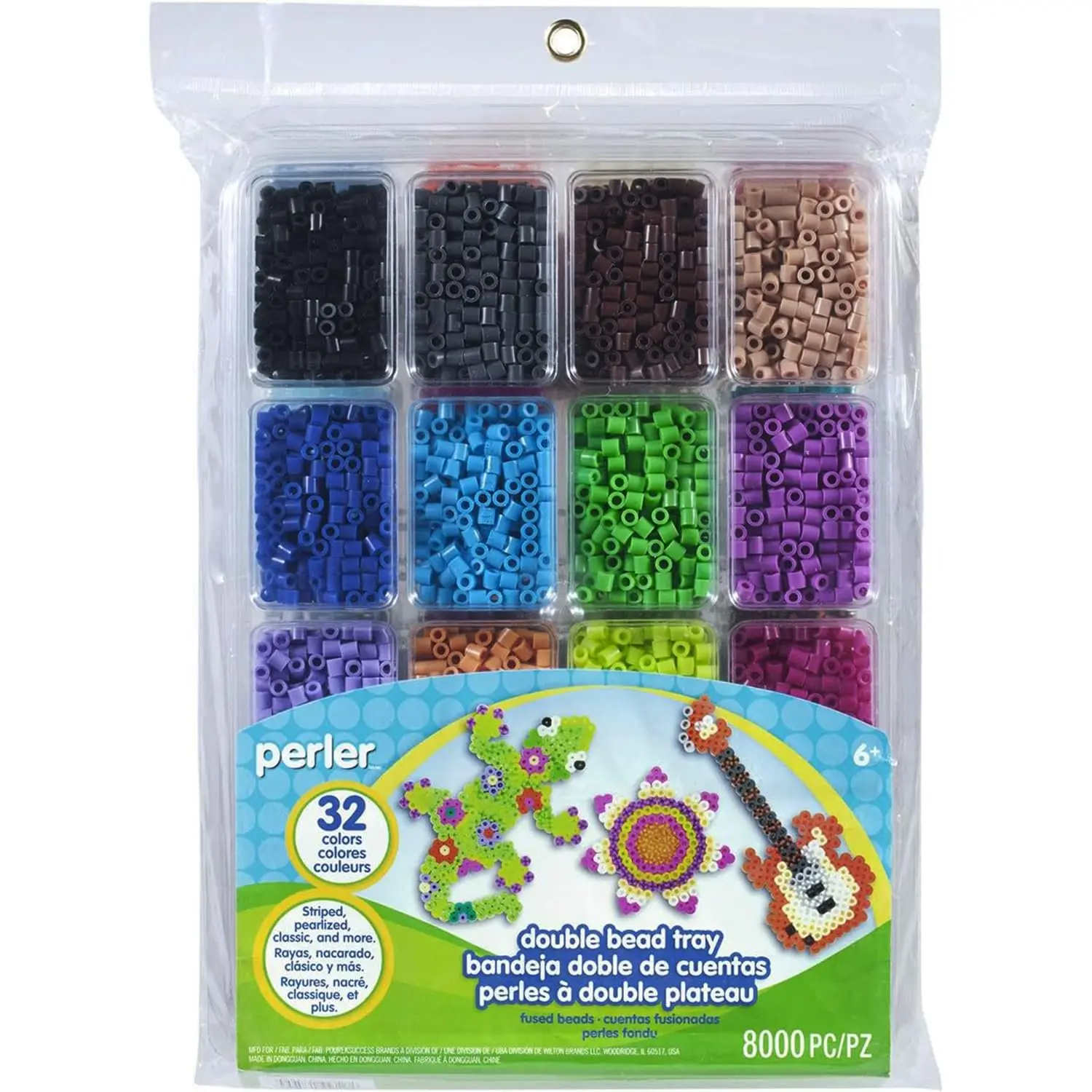 Perler Bead Tray Double - 2 Large Organizer Trays with 8000 Fuse Beads 32 Colors