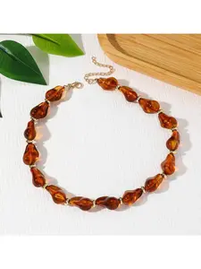 1pc Colorful Beaded Choker Necklace For Women: Bohemian Style Square Acrylic Bead Necklace, Adjustable Braided Necklace For Beach, Handmade Gift