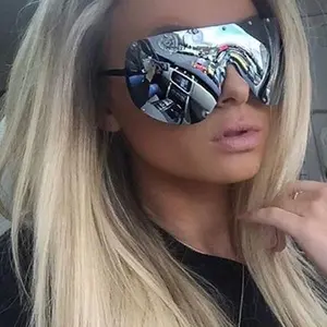 "FULL MASK" Shield Mirror POLARIZED Lens Women Sunglasses GAFAS OWEN RIMLESS bolts metal frames super lightweight