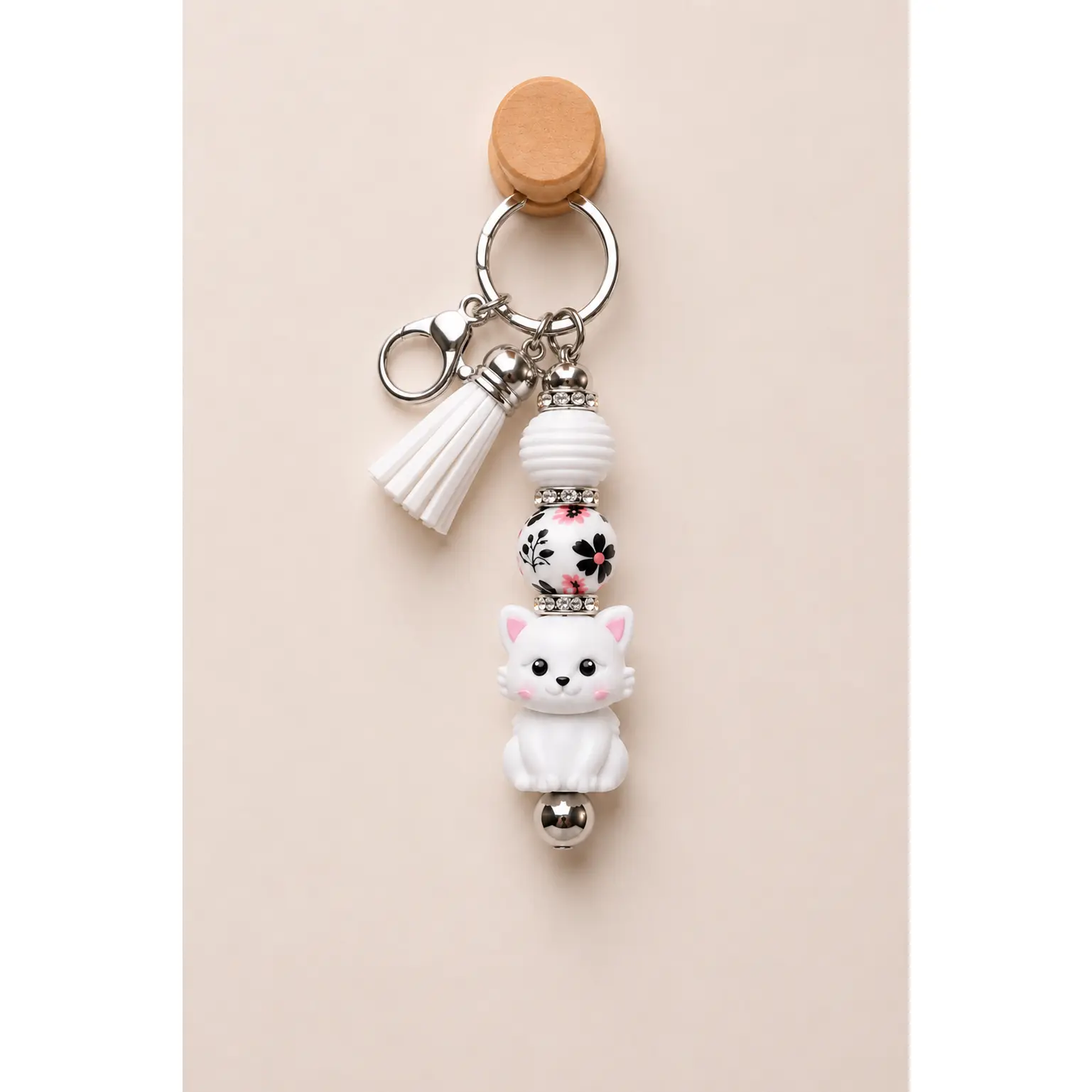Kitty Cuddle Bag Charm | Beads of Hope T1D – Handmade Silicone Bead Bracelet