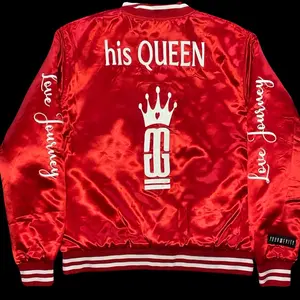 HER Love Journey His & Hers Varisty Jacket w/ Name Customization Fashion Matching Fits Satin Outfit Style Comfort Coats Varsity Womenswear Tops Everyday