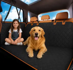 Waterproof Dog Car Seat Cover for Back Seat with Mesh Window, Foldiing Dog Bed for Car Travel,Outside dog Bed,Expanded Space&Weight up to 400Full Coverage Back Seat & Door Protector, Easy-to-Clean & Universal Fit for Cars, SUVs & Trucks #Summervibes