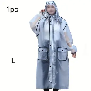 1pc adult EVA raincoat, long full body single riding rain gear, light waterproof poncho with hat, hand washable, non-textile material ≥ 80%, outdoor rainproof EVA waterproof