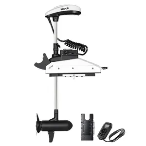 VEVOR Electric Trolling Motor, 12V 55lbs Thrust with GPS, 10-Speed Bow Mounted Saltwater Outboard Boat Motor with Remote Control LCD Battery Indicator, for Kayaks, Fishing Boats, 54-Inch Shaft