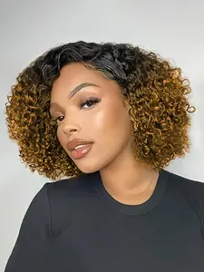 Short Curly Wave Pixie Cut Wig Curly Bob Wig Human Hair Lace Frontal Wig 13x4 Transparent Lace Front Wig Curly Wave Wig Kinky Curly Wig Human Hair Wig 150% Density 8Inch Human Hair Wig for Daily Casual Party