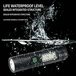 Strong Light LED Side Lamp Flashlight Waterproof Mini Shockproof Torch for Outdoor Hiking Camping Emergency Teaching Searching Daily Carry Night Riding