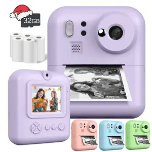 Kids Camera Instant Print,Instant printing children's camera, 1080P digital toddler camera with 32GB card, selfie camera, perfect Christmas and birthday gifts for girls and boys aged 3-12, creative design, included printing paper, Portable Camera