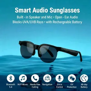 Smart Sunglasses & Bluetooth Glasses 2026 Latest Audio Glasses for Men Women with Hands-Free Calls Music Playback Voice Assistant Ideal for Work Sports Daily Life Black