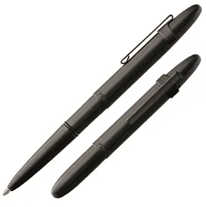 Fisher Space Pen Bullet Pen, Ballpoint, Brass, Matte Black, Black Ink, Pocket Clip