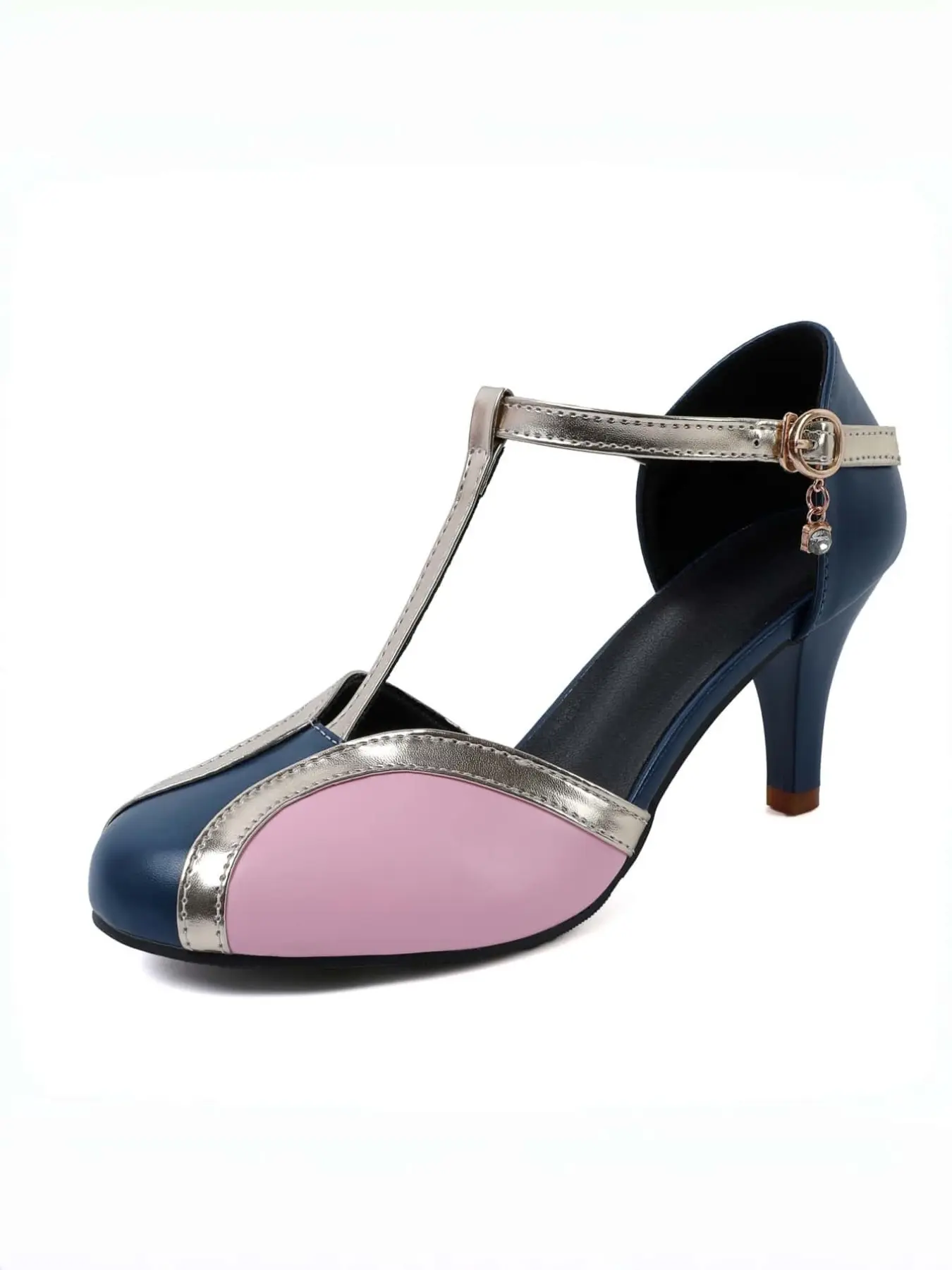 New Women's High Heel Sandals Jazz Dance Shoes, Colorblock Design, Rhinestone Party Shoes, Metal Buckle, Artificial Diamond