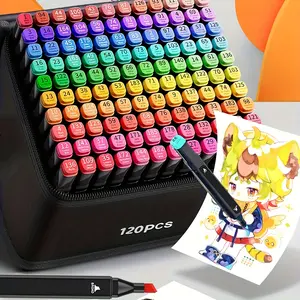 120 Colors Dual Tip Art Markers Sketch Pens Permanent Alcohol Based, with Case for Adult Halloween Drawing Sketching.