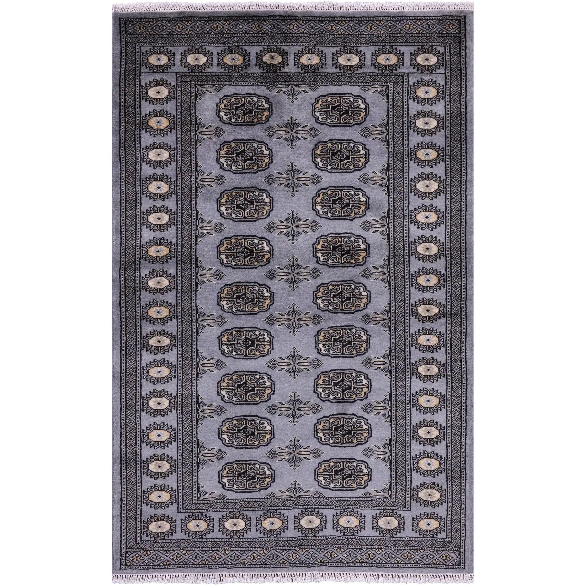Bokhara Hand Knotted Wool Rug - 3' 2" X 4' 11"