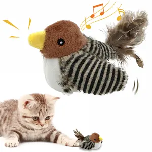 (No Flapping)  Cat Toys Chirping Birds with Catnip SilverVine, Interactive Cat Kicker, Lifelike Birdie Tweets, Indoor Play Feather Chew Kitty Kitten Exercise Pet Toys