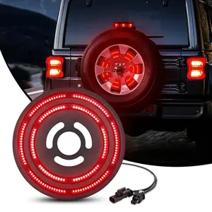 Nilight Spare Tire Brake Light Red Double Row LED Ring 3rd Third Stop Rear Wheel Lights Plug and Play Fit for 2018 2019 2020 2021 2022 2023 2024 2025 Jeep Wrangler JL
