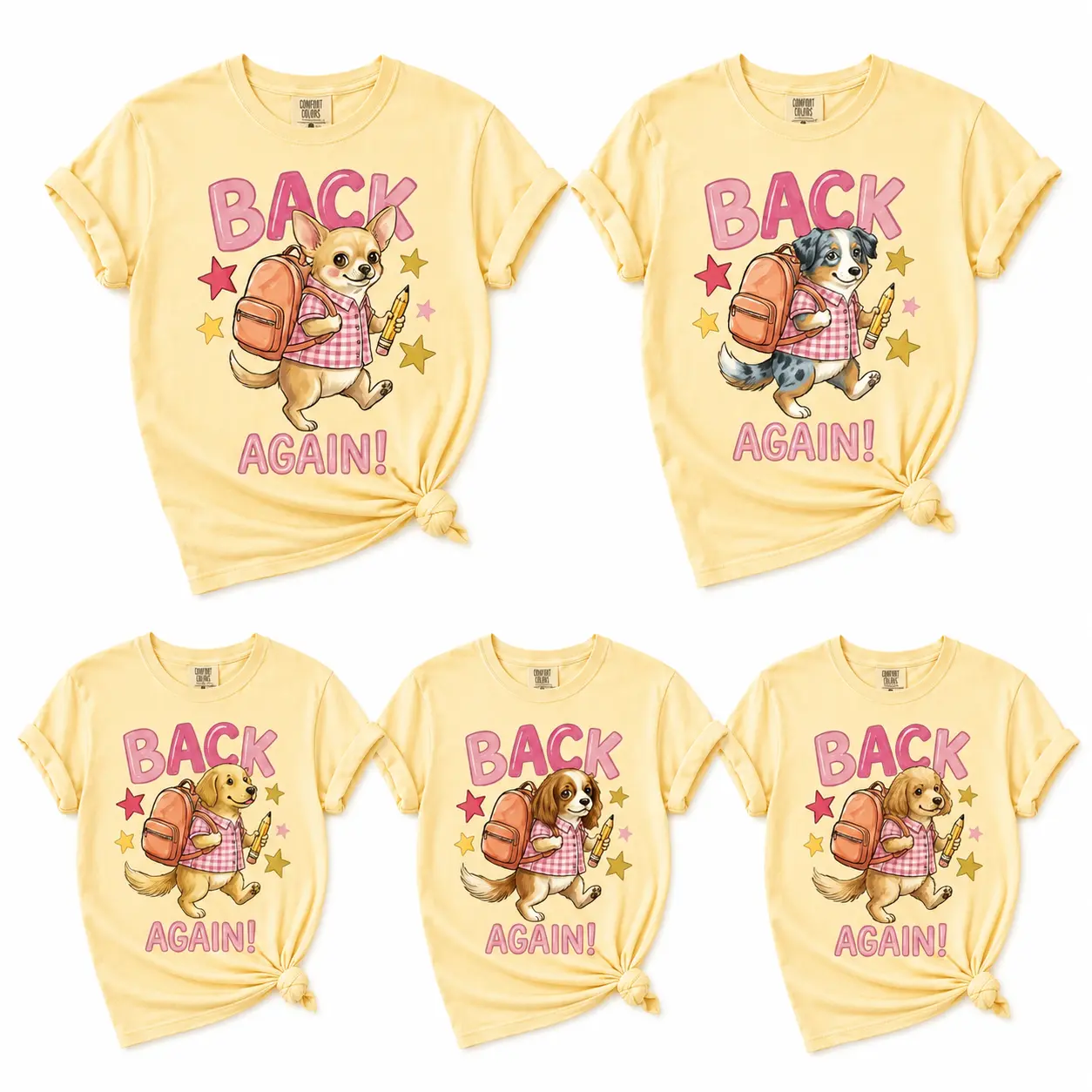 Back to School 50+ Dog Breeds Comfort Colors Shirt, Funny Teacher Dog Tee, First Day of School Gift, Custom Grade Level Shirt, Cute Teacher Apparel, School Dog Lover Tee - DPCLICK