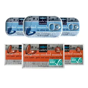 Cole's Patagonian Smoked Mussels Variety Pack – 6 Cans, ASC®-Certified, Lemon & Garlic Seasoned, Extra Virgin Olive Oil, High-Protein Entrees
