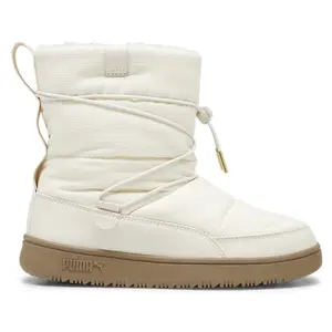 PUMA Womens Snowbae Casual Boots Ankle Low Heel 1-2" - Off White