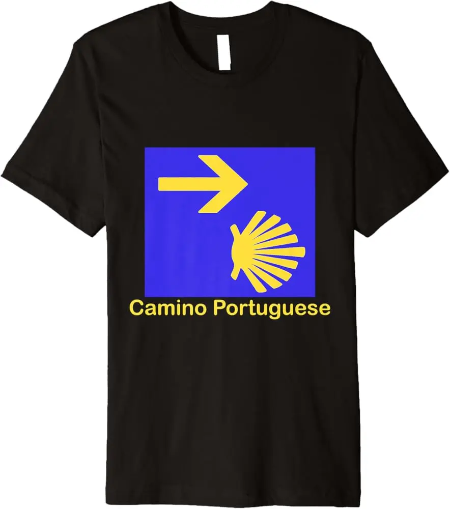 Camino Portuguese Sign - Scallop Shell And Arrow Premium T-Shirt