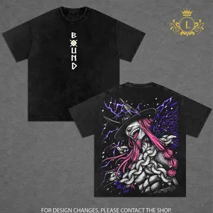 Loki Elbaf Vintage Acid Wash Tee Anime Giant King One Piece Graphic Shirt Viking Warrior Oversized Streetwear
