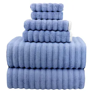 6 Pc Bath Towels Set for Bathroom, Absorbent Face Towels, Premium Towel Set for Bathroom, Soft Bath Towels, 2 Bath Towel, 2 Hand Towels, 2 Wash Cloths Fleece Light