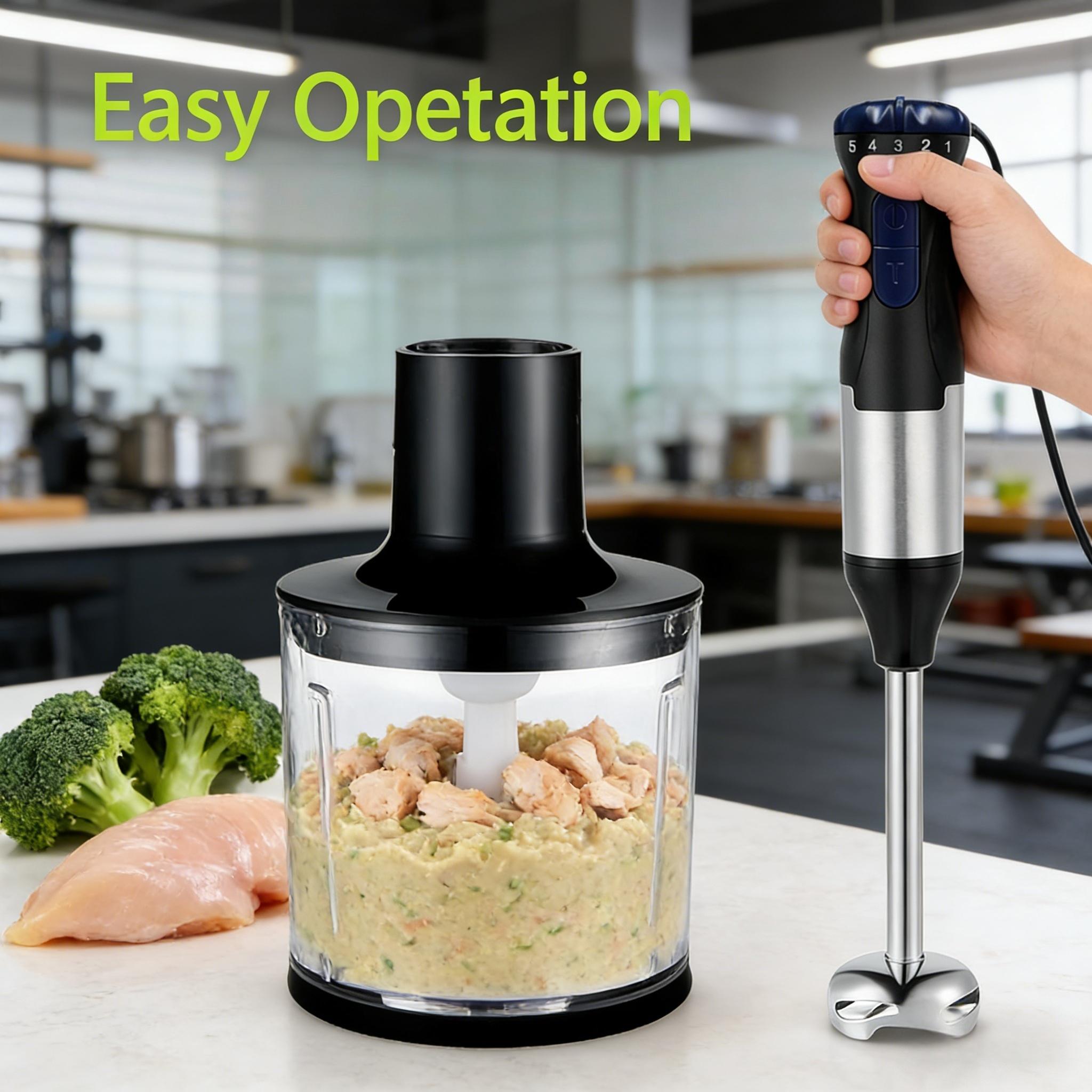 4-in-1 Multifunctional Electric Baby Food Maker Blender Set, Immersion Blender with Meat Grinder, Whisk, Stirring & Juicing Functions, Food Grade Material, Safe Durable for Home Kitchen