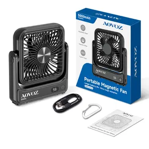AOVOZ Cruise Approved Fan, 5000mAh Magnetic Travel Fan for Cruise Ship Essentials 2026, Ultra-Slim Rechargeable Portable Fan with Hook & LED Display, Small Personal Fan for Cabin, Sleeping, Camping outdoorfun