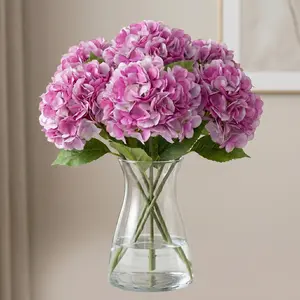 6pcs Artificial Spring Hydrangea Flowers, High-End Fabric Fake Blooms, 17cm Large Head, Romantic Decor for Living Room & Dining Table