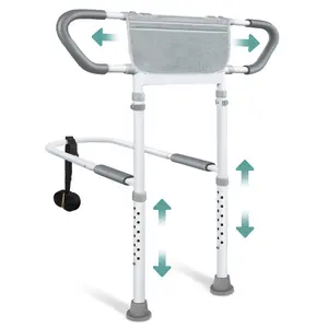 Elderly Bedside Safety Rail with Wide Handrails, Sturdy Bed Assist Bar for Fall Prevention, Modern Bedside Support Railing for Seniors