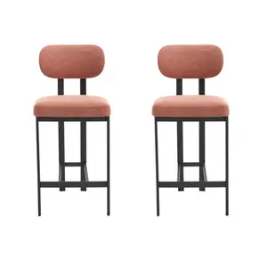 Modern Home Bar Stools With Fabric Cushion Set Of 2 Ergonomic Backrest Metal Legs For Hotels Dining And Kitchen Use