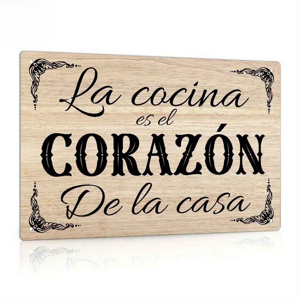 1pc Spanish Vintage Metal Tin Sign, La Cocina Es El Corazón De La Casa - Farmhouse Kitchen Wall Decor - For Home Decor Enthusiasts - Perfect Gift for Housewarming & Kitchen Lovers