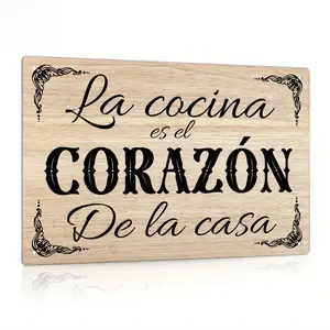 1pc Spanish Vintage Metal Tin Sign, La Cocina Es El Corazón De La Casa - Farmhouse Kitchen Wall Decor - For Home Decor Enthusiasts - Perfect Gift for Housewarming & Kitchen Lovers