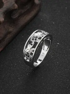 Lucky Elephant Ring with Zircon Inlay, Copper Plated Silver Color S925 Jewelry, Nickel-Free, Animal Lover Essential, All Seasons Wear