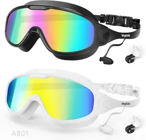 Swim Goggles 2 Pack, Wide View Anti Fog&UV Swimming Goggles for Audlt, No Leak Pool Beach Essentials for Men Women